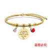 Pulsera Europea y Americana Transfronteriza Acero Inoxidable Pulsera Hueso de Serpiente Día del Maestro Manzana Roja Conmemorativa Regalo Festivo Pulsera Grabable
