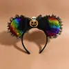 Tocado de Halloween Sombrero Mágico de Bruja Diadema Decoración de Maquillaje Diadema de Encaje Horquilla de Calabaza Accesorio para el Cabello de Fantasma