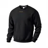 Moletom Masculino Casual Oversize Cor Sólida Gola Redonda com Logo de Silicone, Veludo Adicionado, Pesado, Solto, Europeu e Americano, Outono e Inverno