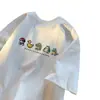 Camiseta de Manga Curta Cartoon Estilo Pixel Masculina Verão Tendência Marca Simples Solta Algodão Puro Roupas Tendência Versátil Camiseta Pesada de Meia Manga