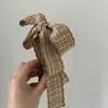 Estilo Preppy Coreano Presilha Banana Twist com Laço para Mulheres Marrom Nova Presilha Vertical de Alta Qualidade para a Parte de Trás da Cabeça