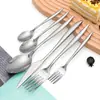 Juego de Cubiertos de Acero Inoxidable 304 de Alta Gama, Elegante Cuchillo para Bistec, Tenedor y Cuchara, Vajilla Occidental de Estilo Europeo para Hotel y Uso Doméstico