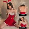 Pijama y Lencería Sexy Temáticos de Navidad Terciopelo Coreano Rojo Cuello Halter Sexy Uniforme de Chica Conejita Conjunto Colección 1881