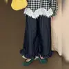 Nuevo Conjunto de Jeans con Top de Cuadros y Encaje Estilo Coreano Chic para Niñas Otoño Temprano Jeans con Encaje 2026