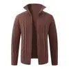 Cárdigan de punto trenzado con cuello alto para hombre, engrosado para otoño e invierno, suéter de punto trenzado con patrón de rombos, prenda exterior casual para hombre, stock de fábrica