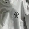 Camiseta Curta Estilo Japonês Fofa e Divertida com Estampa de Gatinho, Nicho para Mulheres, Top Casual Soltinho de Manga Curta para o Verão, Tendência