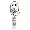 Nuevo y lindo clip de cocodrilo retráctil de fantasma para personal médico, portapines de Halloween, clip de insignia retráctil