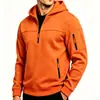 Sudadera con capucha y media cremallera para hombre transfronteriza, sudadera de trabajo para hombre europea y americana con múltiples bolsillos con cremallera, engrosada para otoño e invierno