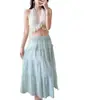 Cintura Delgada Chica Sexy Caliente Traje de Baño de Vacaciones en Sanya para Mujer Escote en V Cintura Alta Falda Larga Traje de Baño de Dos Piezas Cover-Up