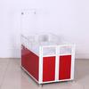 Supermercado Haoter con mesa promocional plegable de metal rojo, flotador promocional de supermercado, coche de promoción de ventas de alta gama