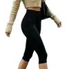 Calça Yoga Cropped Preta de Cintura Alta com Efeito Levanta Bumbum Estilo Europeu Americano para Mulheres Camada Interna Elástica Skinny Calça Tubarão Calça Camada de Base