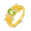 Anel de Pedra Natural Flor de Íris Anel de Prata Esterlina S925 para Mulheres Design de Nicho Retro Resistente Joias de Cristal de Alta Qualidade