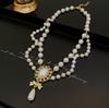 Colar Vintage de Borla de Pérola Barroca Feminino Nupcial Banquete Elegante Moda Colar Clavícula Gargantilha Acessórios
