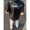 Camiseta Bordada Pesada Floral de Manga Curta Estilo High Street Americano 2026 para Homens, Novo Estilo de Verão, Tendência Nacional Unissex Top de Meia-Manga