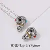 Xizang Prata Duas Cores Três Vias Pulseira Contas Espaçadoras Retrô Duas Cores Liga Inlaid Cabeça de Buda Furo Acessórios de Joia Atacado