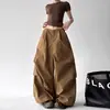 Pantalones de trabajo de pierna ancha de color liso hip-hop de alta costura para mujer, diseño plisado de verano, que estilizan la pierna, pantalones de guadaña para danza jazz