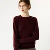 Suave y amigable con la piel, nuevo suéter de punto de cachemira con cuello redondo para otoño e invierno para mujer, de corte ajustado y versátil suéter base