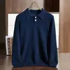 Suéter de Malha Cashmere Espesso Gola Polo Cor Sólida Botões Pulôver Solto Casual para Jovens e Meia-Idade Outono/Inverno 2026