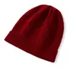 Cachemira Otoño/Invierno 2026 Nuevo Sombrero de Punto Cálido de Color Sólido de Alta Gama para Mujer, Moda Pesado Cuadros Casual con Dobladillo