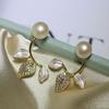 Dan joyería de durazno aguja de plata S925 perla natural diamante aretes de perlas un uso doble aretes de perlas con borla de circonita