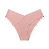 Calcinha Feminina Sexy de Algodão Puro com Renda Ondulada nas Bordas, Peça Única de Seda Gelada para Verão, Sem Costura, com Forro de Algodão, Tamanho Grande