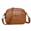 Bolsa de Couro Macio de Alta Qualidade para Mulheres, Bolsa Pequena Redonda de Ombro Único Casual e Versátil, Bolsa Transversal de Ombro Único de Grande Capacidade em Cor Sólida Multicamadas