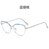 Gafas de color cambiante anti-luz azul con espejo cruzado, montura de ojo de gato a la moda con incrustaciones de diamantes, bisagra de resorte, espejo plano, exportación de comercio exterior, montura de gafas europea y americana