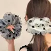 Accesorio de pelo de alta gama coreano, scrunchie de organza de lunares de doble capa, liga para el pelo de mujer, estilo suave y elegante de Instagram
