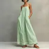 2026 Moda casual de verano nueva para mujer, a rayas, sin mangas, vestido largo