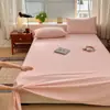 Juego de tres piezas de sábana de cama de algodón puro engrosado cepillado, nuevo estilo otoño e invierno Clase A, sábana y fundas de almohada de algodón 100% color sólido de alta gama para cama individual/doble