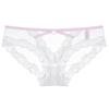 Ropa interior sexy de encaje de talla grande europea y americana para mujer, malla hueca cruzada con puntos de onda, cintura media, cadera descubierta, calzones cómodos