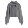 Suéter de cuello alto Dongdaemun de Corea del Sur, otoño e invierno, nuevo estilo extranjero, suelto, cuello alto, viento puro, suéter de chica caliente, conjunto de dos piezas