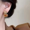 Pendientes de aro de ámbar estilo Maillard para mujer, de nicho, de alta calidad, estilo retro, sencillos, a la moda, joyería para las orejas.