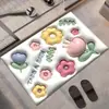 Alfombrilla de Baño de Tierra de Diatomeas Secado Rápido Estereoscópica 3D Absorbente Antideslizante Felpudo para Puerta de Inodoro Dibujos Animados
