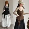 Ropa interior para niñas Primavera y Otoño 2026 Nuevo Elegante Falso Dos Piezas Ropa Infantil Top Camiseta de Manga Larga Ropa de Otoño para Niños Moderna