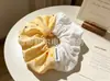 Elástico de cabelo floral em renda estilo coreano para mulheres, scrunchie de pérola em chiffon, toque de alta qualidade, suprimento para joalheria, direto da fábrica de origem