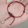 Nuevo Pulsera de Cuentas con Monedas Antiguas Estilo Chino, Diseño de Moda y Sencillo, Pulsera de Cuerda Roja Tejida a Mano, Pulsera Ajustable