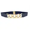 Cinturón de Cadena Metálica Decorativo Versátil para Mujer Cinturón de Cintura Ancho Punk Banda Elástica Extensible con Hebilla Metálica