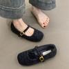 Sapatos Mary Jane para Mulheres, Novo Estilo Francês Outono 2026 Elegantes com Bico Quadrado e Decote Baixo Forrados com Lã para Festas