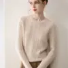 Suéter Cálido de Punto Fino Retro Retorcido Color Sólido Engrosado de Invierno Cuello Redondo 100% Cachemir Puro para Mujer