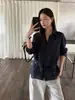 Camisa Adelgazante de Lino Transpirable con Cinturón de Cuero Estilo Chic Coreano para Commuter para Mujer Modelo Primavera 2026 26574