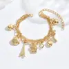Pulsera de Cadena Multicapa de Moda Versátil con Colgante de Concha, Corona y Corazón, Pulsera Personalizada para Mujer