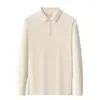 Camisa Polo Masculina de Manga Longa Cor Sólida Outono 2026 Casual de Negócios Gola Base Simples Versátil Top para o Dia a Dia