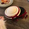 Grampo de Cabelo Chapéu Cereja Laço de Tecido Design de Nicho Personalizado Presilha Bico de Pato Único Doce Versátil Acessórios de Cabelo Atacado