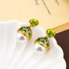 Brincos Chineses Esmaltados com Gotejamento de Óleo Estilo Palácio Retrô Brincos de Pérola Luxo Acessível de Alta Qualidade Brincos Medievais Elegantes