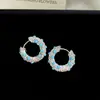 Novos brincos redondos de resina cravejados de diamantes, estilo europeu e americano, para mulheres, design único, luxo leve, high-end, brincos elegantes para mulheres