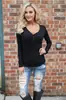 Otoño e Invierno 2018 Más Vendido Amazon AliExpress wish Moda Europea y Americana Sexy Color Sólido Manga Larga Camiseta Top