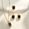 Set de tres piezas de joyería de cristal sintético vintage transfronterizo europeo y americano Colgante Pendientes Anillo Incrustados de Diamantes Chapados en Oro Cuentas para Banquete de Novia