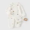 Macacão de Bebê para Primavera e Outono, Macacão de Manga Longa Borboleta 100% Algodão, Roupa para Recém-Nascido Protege Barriga Todas as Estações, Roupa Estilo Monge