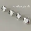 Pendientes de Plata de Ley S925 con Forma de Rombo Brillante para Niñas Estilo Ins Lujo de Gama Alta Accesible Pendientes Cuadrados Elegantes Pendientes